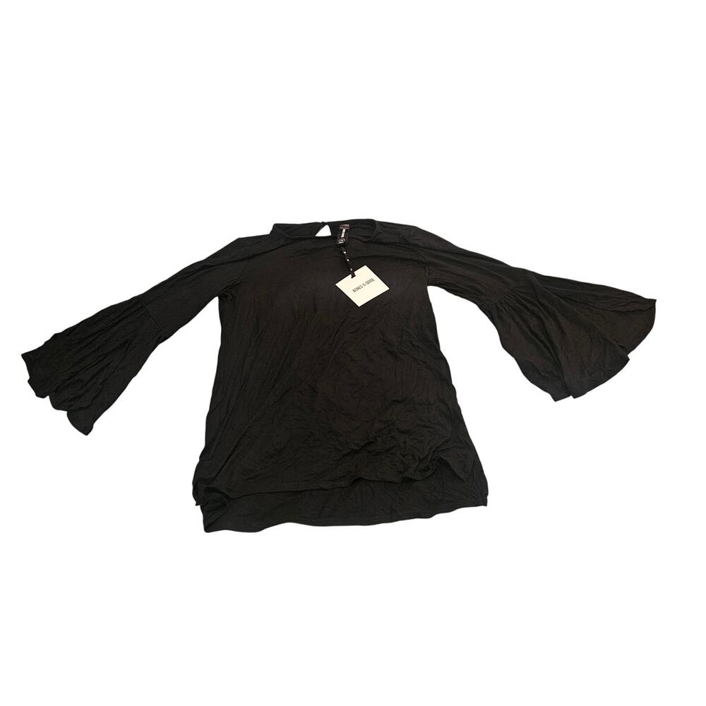 Agnes & Dora Bell Sleeve Tunic Top Black XS NWT Rayon Spandex Boho